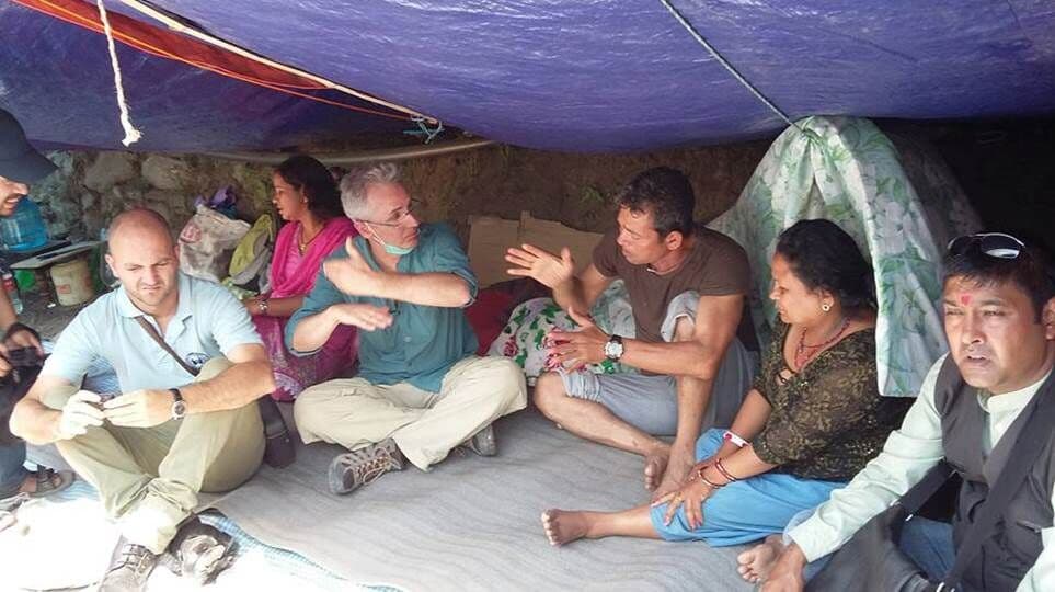 IDE team providing relief at Nepal earthquake refugee camps